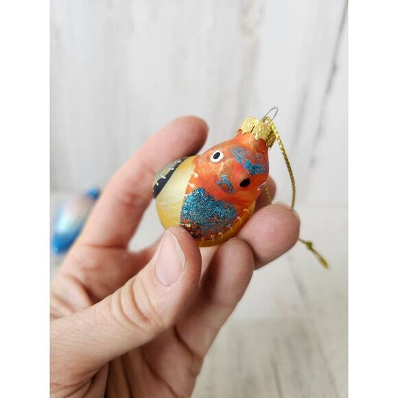 Glass bluebird ornament quail Xmas tree set lot unique - Picture 11 of 15